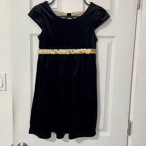 George kids black bow tie back dress